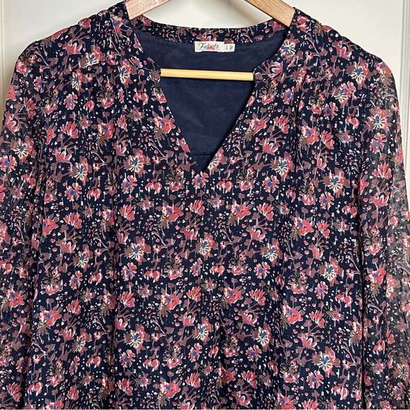 Faherty Silk Cotton Sage Wood Blouse - Stargaze Bloom - Size Small - Picture 3 of 11